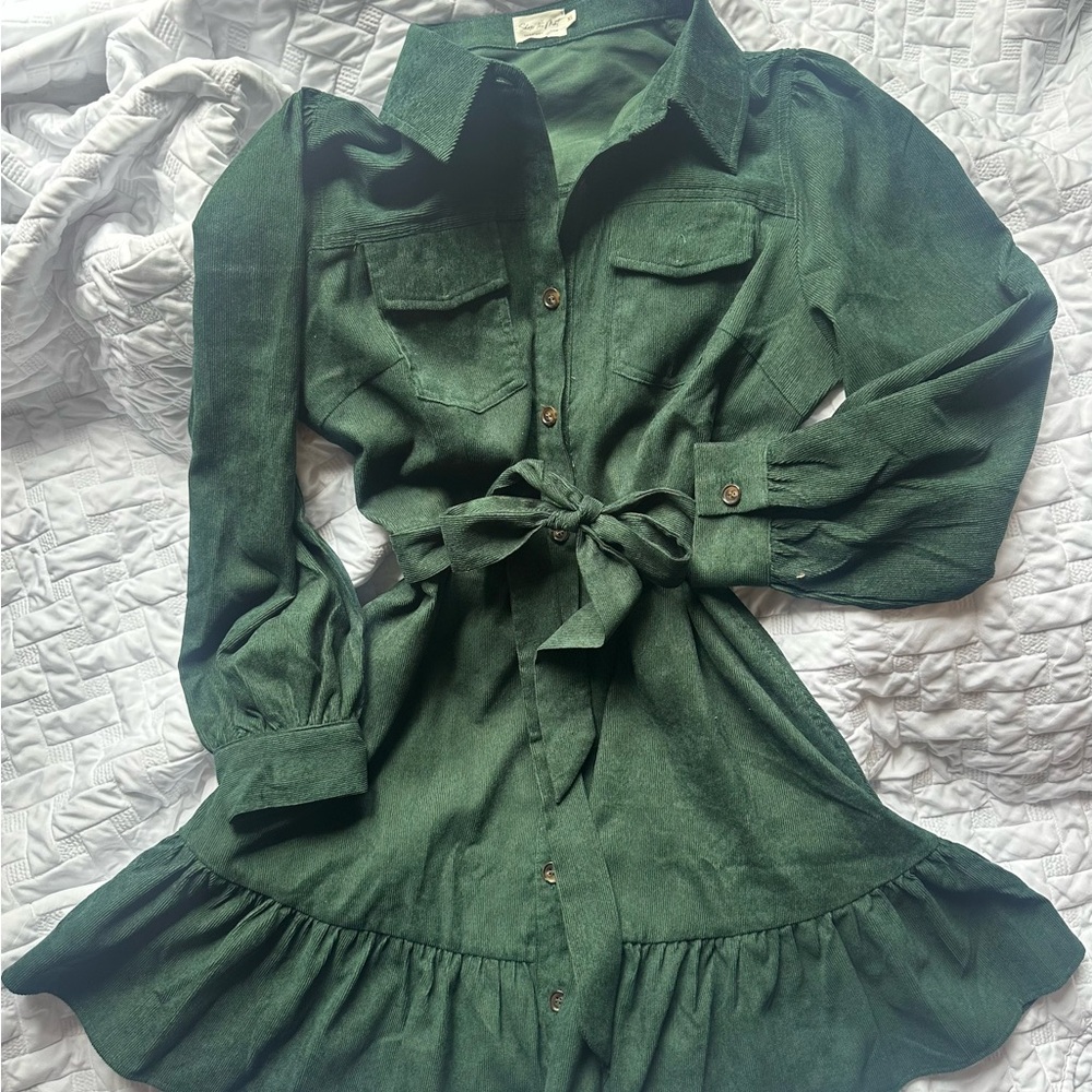 Classic  Green Long Sleeve Dress